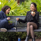 Jen and Nikki on a bench.